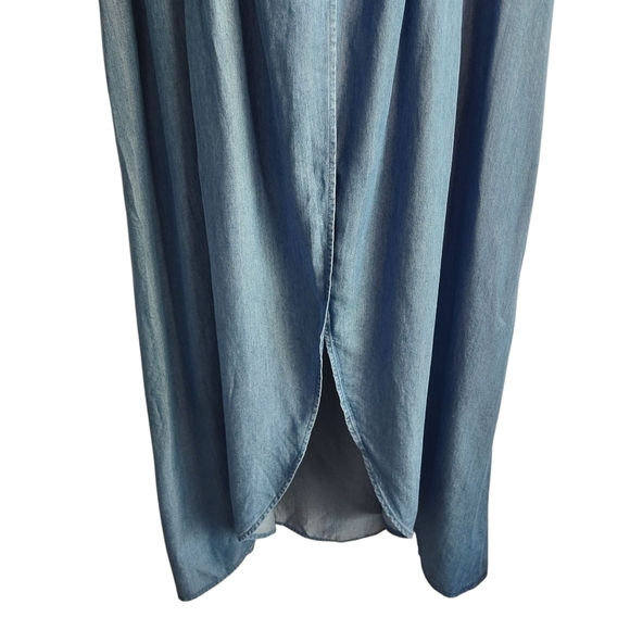 Simply Be Jean Denim Maxi Dress Women's V-Neck Blue Soft Plus Size 26 NWT - Picture 4 of 10